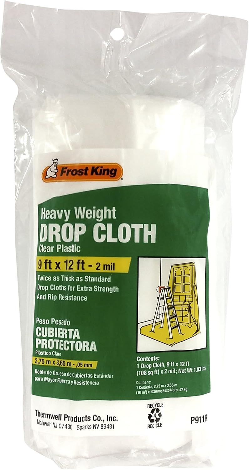Frost King Clear Polyethylene Drop Cloths - In Rolls, 9'x12'x2 mil