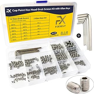 Set Screws Assortment Kit (M3, M4, M5, M6, M8) with Allen Keys – Durable 240 Pcs Metric Cup Point 304 Stainless Steel for Bathroom Fixtures, Door Knobs, Faucets, Plumbing, and More