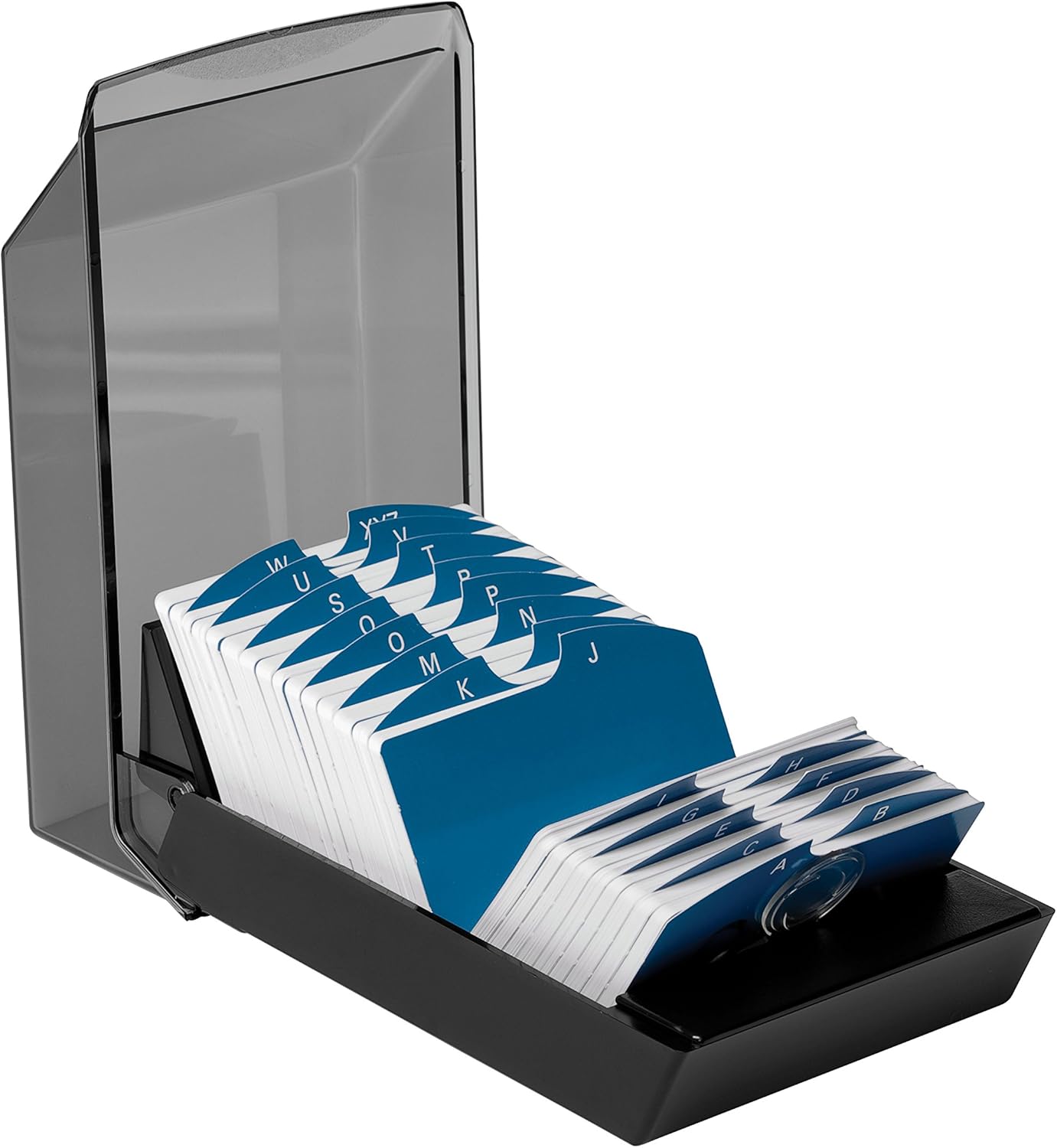 Rolodex 67011 Rolodex Covered Business Card File, 500 2-1/4x4 Cards, 24 A-Z Guides, Black