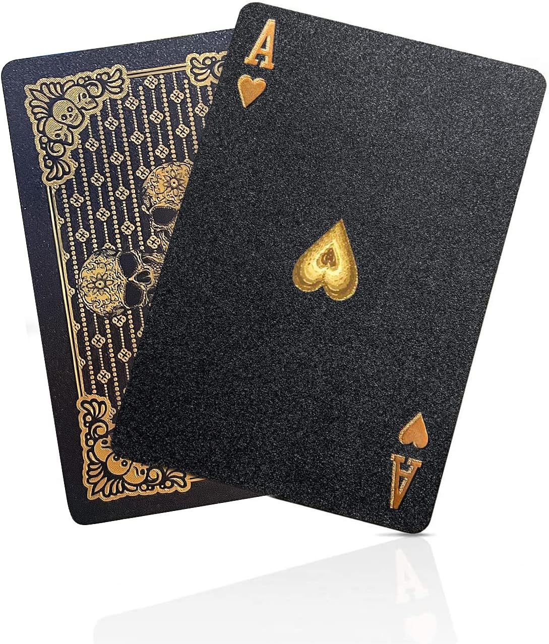 BIERDORF Diamond Waterproof Black Playing Cards, Poker Cards, HD, Deck of Cards (Gold Skull)