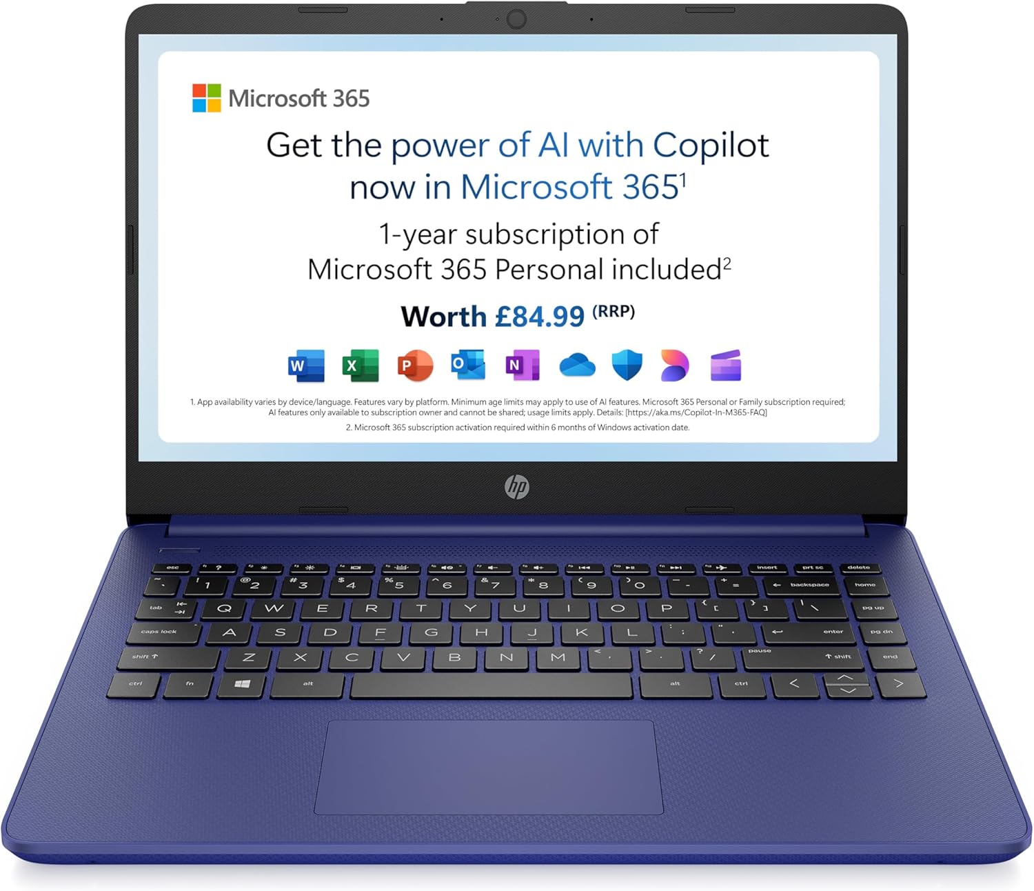 HP Stream 14" Laptop | Intel N4120 Processor | 4 GB RAM | 128 GB SSD | Intel UHD Graphics | HD Display | Dual Speakers | Microsoft 365 Personal 12 month included | Win 11 | Indigo Blue | 14s-dq0033sa