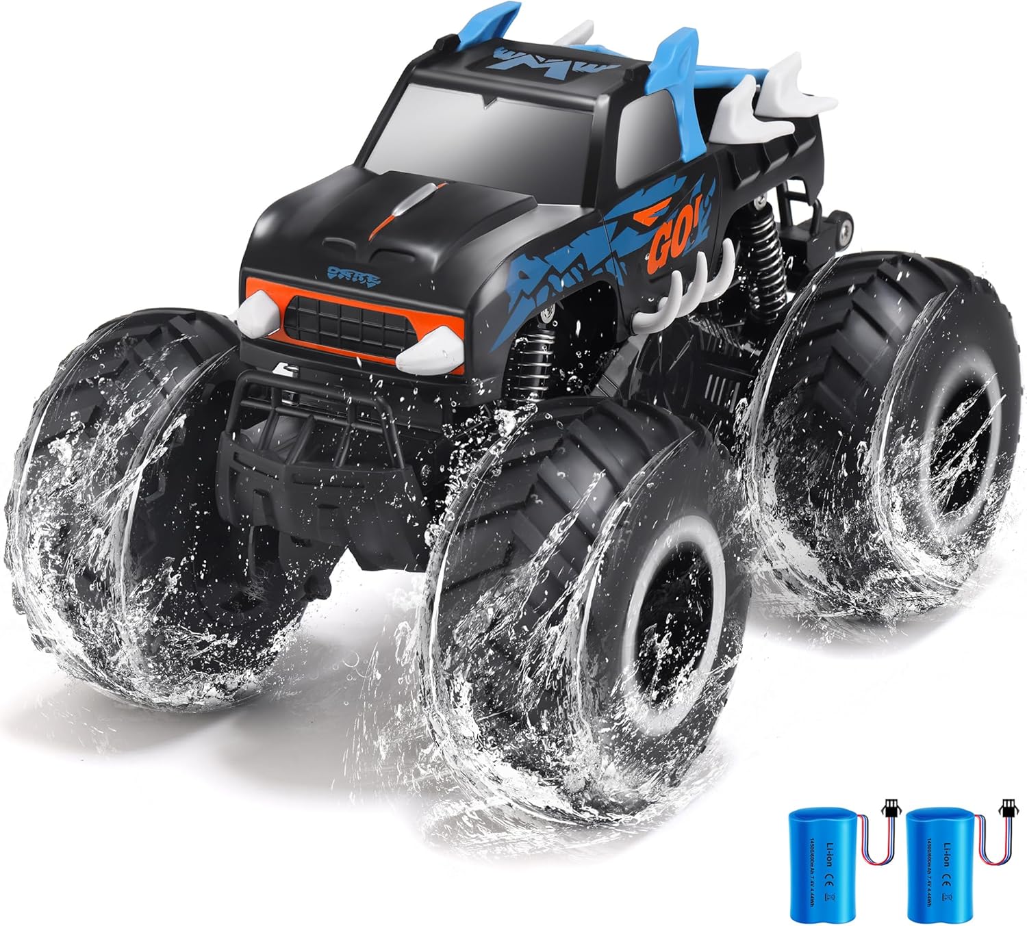 Threeking 1:16 Waterproof Monster Truck Toys RC Cars Amphibious Remote Control Car Trucks 4WD All Terrain Off-Road Pickup Toy for 6 7 8 9 10 11 12 Year Old Boys Girls Kids Gifts Presents