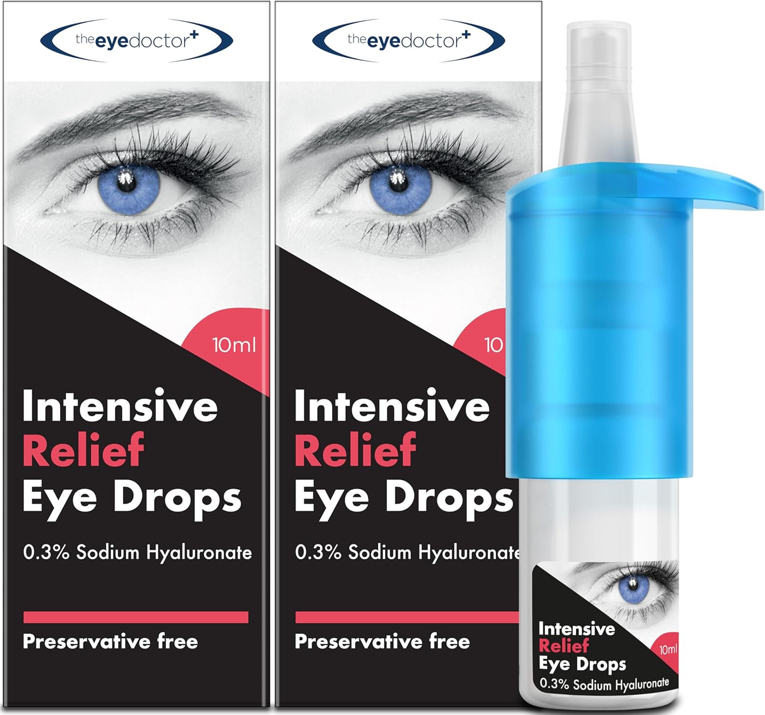 The Eye Doctor Intensive Eye Drops for Dry Eyes - Preservative Free Eyedrops for Dry Eye Relief - Gently Calms Itchy, Sore & Infected Eyes - Suitable for Contact Lenses with 0.3% Sodium Hyaluronate