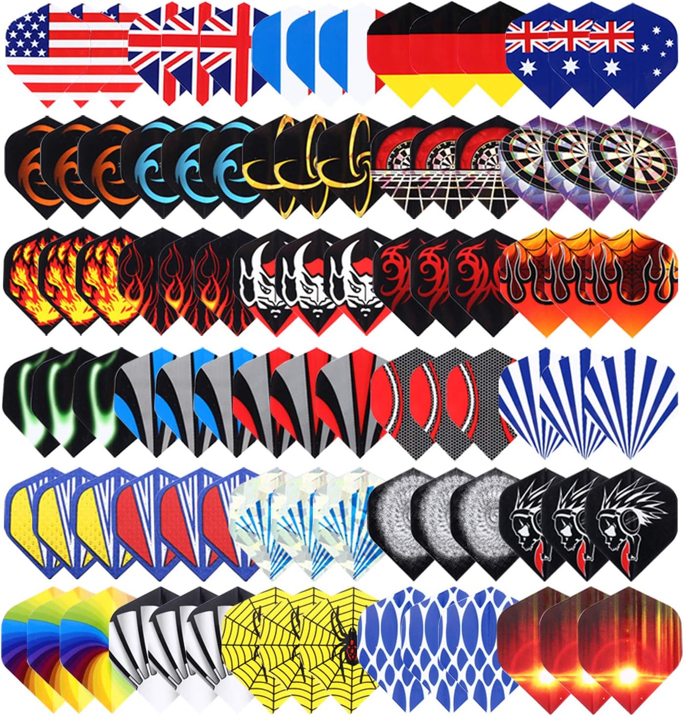 Standard Dart Flights 30 Sets 90 Pcs Durable PET and Laser Replacement Feather Tail Wing - Perfect Accessories Equipment Supplies for Dart Games