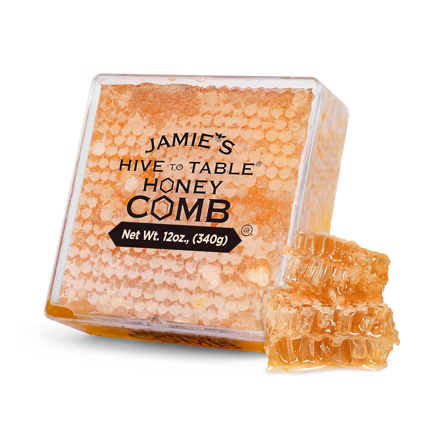 Jamie's Hive To Table 100% Raw Honeycomb, 12 Oz – All-Natural Pure Georgia Honeycomb – Fresh Georgia Honeycomb with Bee Pollen and Propolis, No Additives or Preservatives, Non-GMO