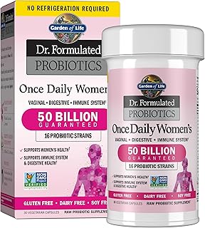 Garden of Life Once Daily Dr. Formulated Probiotics for Women 50 Billion CFU 16 Probiotic Strains with Organic Prebiotics for Digestive, Vaginal & Immune Health, Dairy Free, Shelf Stable 30 Capsules