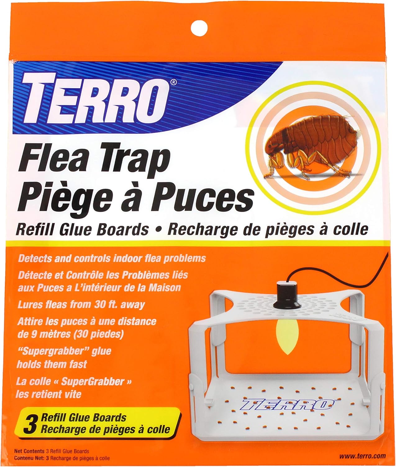 TERRO T231 Flea Trap Refills - Replacement Flea Trap Glue Boards,White, 3 Count (Pack of 1)