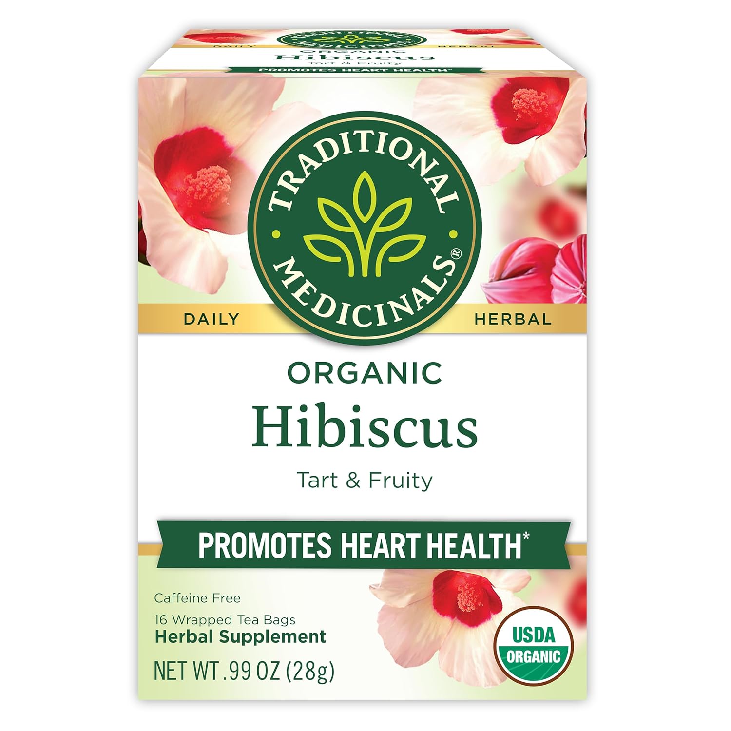 Traditional Medicinals Tea, Organic Hibiscus, Supports Your Cardiovascular System, 16 Tea Bags