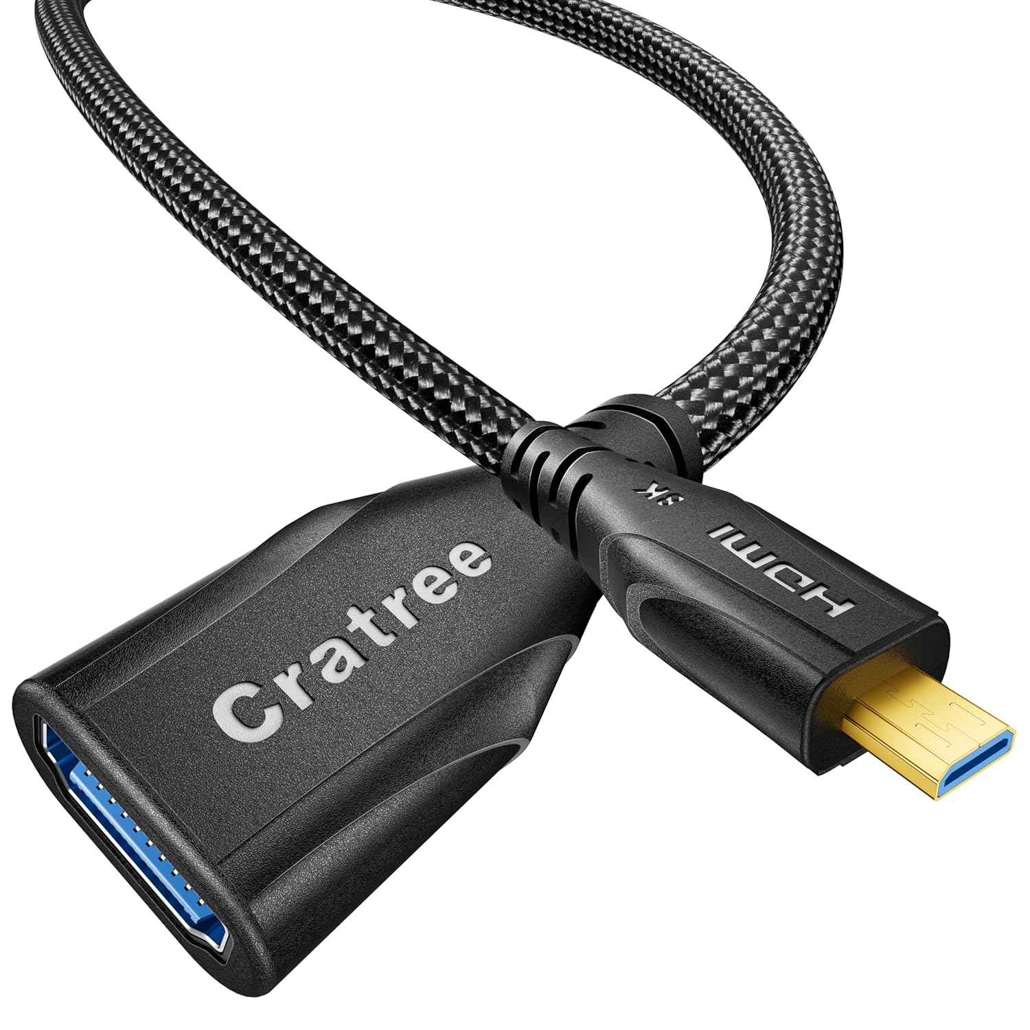 8K Micro HDMI to HDMI Adapter, Micro HDMI Male to HDMI Female Adapter Cable, 8K@60hz, 4K@120hz, Support HDR eARC Dolby Compatible with GoPro Hero 7 6 5 4,Raspberry Pi 4,Sony,Nikon (1.6ft)