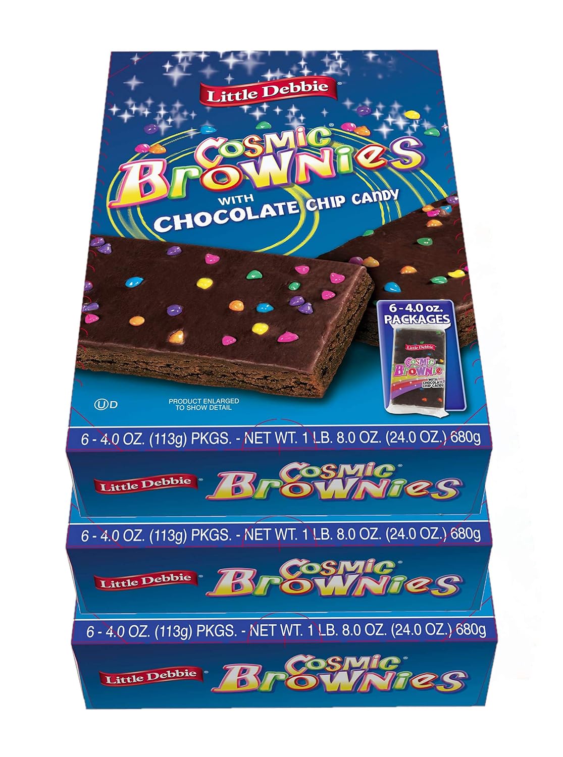 Little Debbie Extra-Large Sized Cosmic Brownies, 4 oz., 6 Count | 3 Pack (Total 18 Brownies)