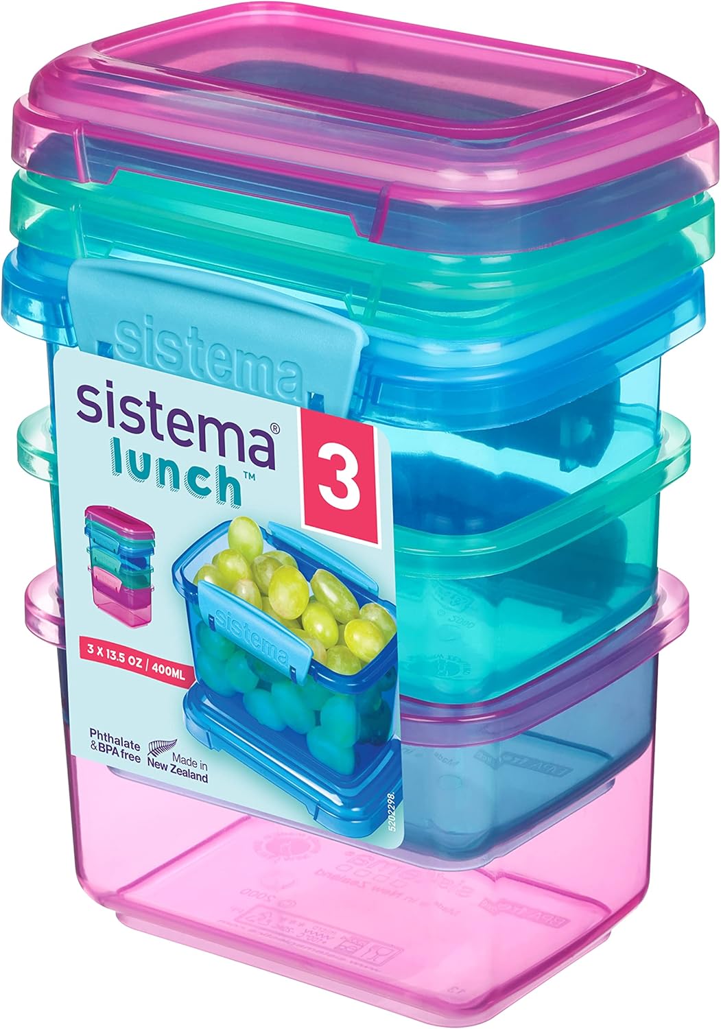 Sistema Lunch Food Storage Containers | 400 ml | Small Snack Pots | BPA-Free Plastic | Assorted Colours | 3 Count