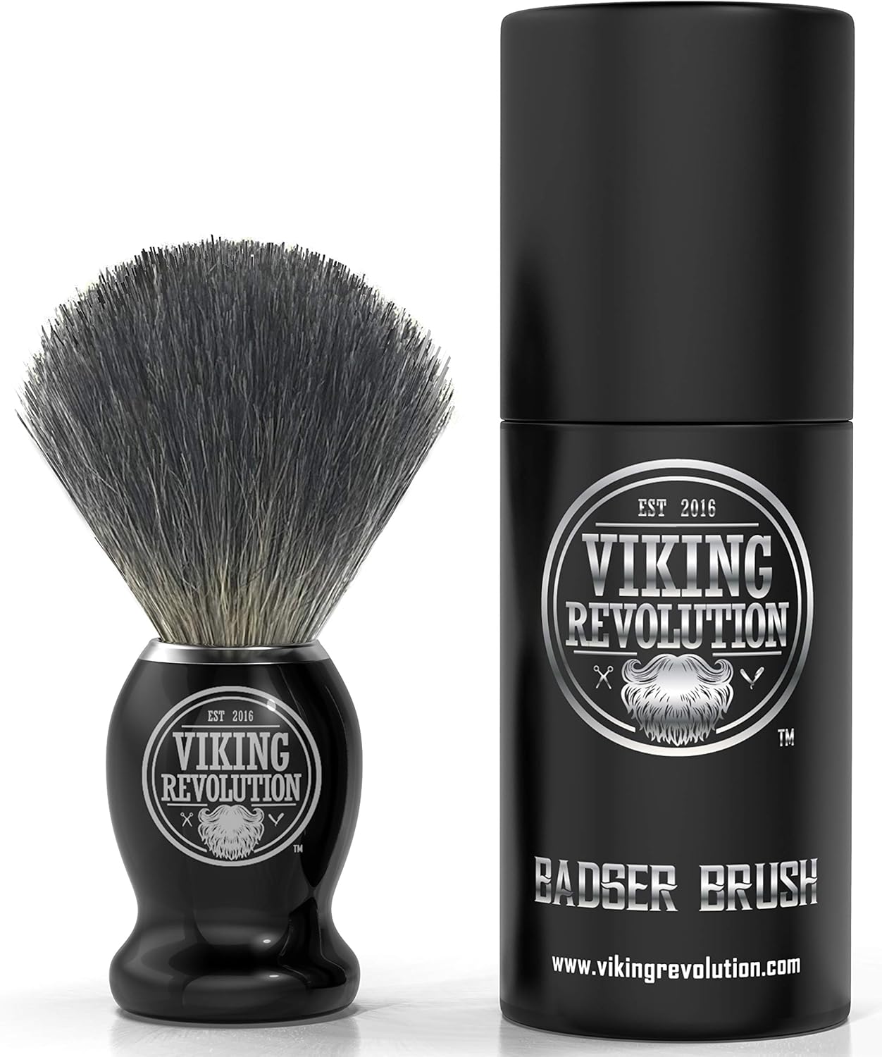 Viking Revolution Badger Hair Shaving Brush for Men - Shave Brush for Wet Shave Using Shaving Cream & Soap - Best Shave of Your Life for Safety Razor, Double Edge Razor or Straight Razor