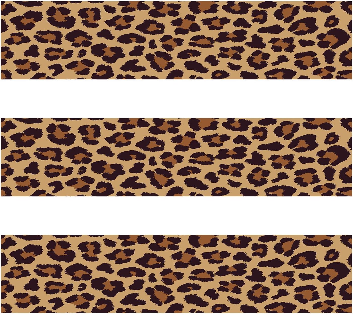 3pcs Leopard Edible Cake Paper, 2.4x11 Inches per Sheet Cheetah Print for Cakes Jaguar Image Wrap Side Toppers Decor Glutinous Rice Strips Borders for Women's Birthday Party Decoration Supplies