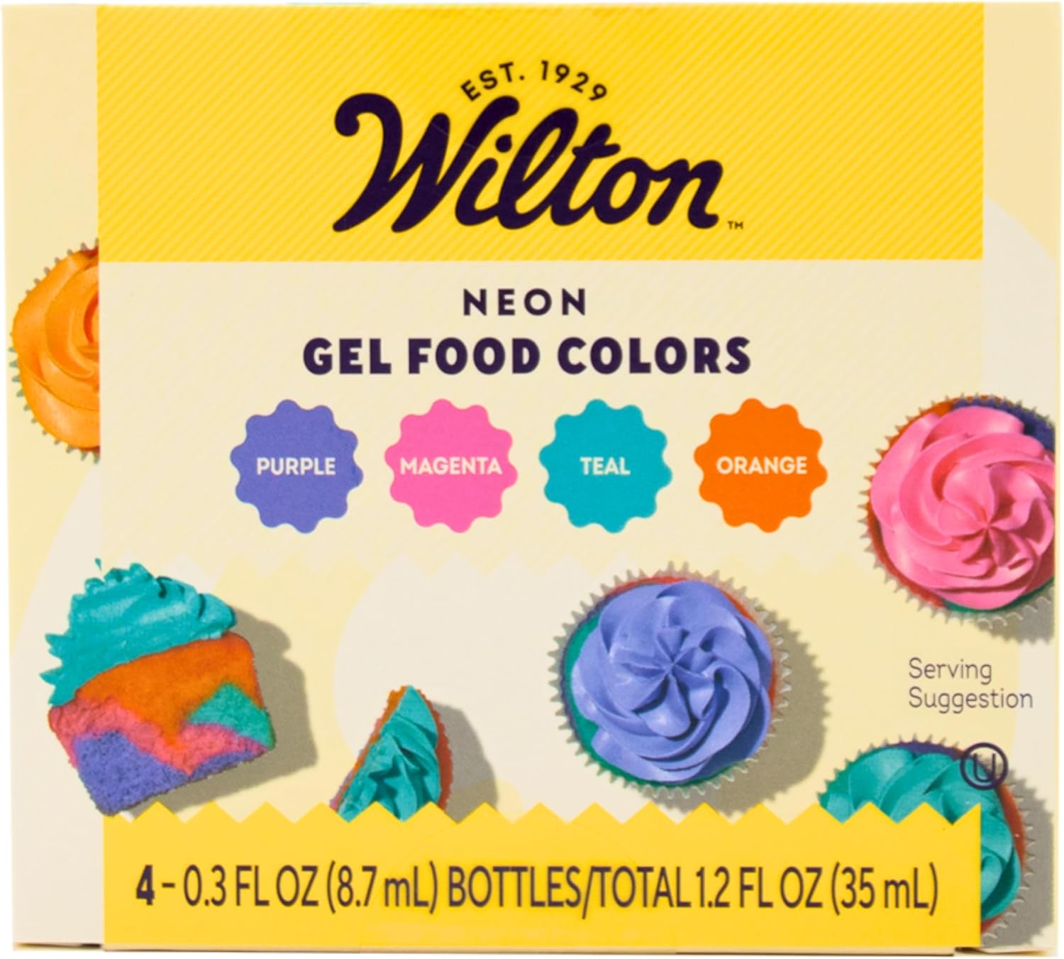 Wilton Neon Food Coloring Gel Icing Color Set, Vibrant Gel-Based Cake & Cookie Decorating Colors, Magenta, Orange, Teal & Purple, 4-count
