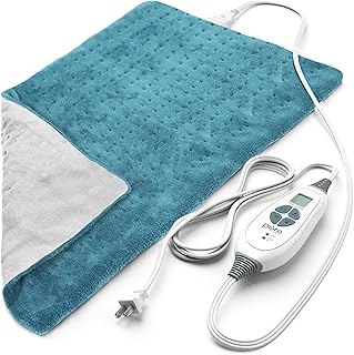 Pure Enrichment® PureRelief XL Heating Pad - 12" x 24" Electric Heating Pad for Back Pain & Cramps, 6 Heat Settings, FSA/HSA Eligible, Soft Machine Wash Fabric, Auto-Off & Moist Heat (Blue)