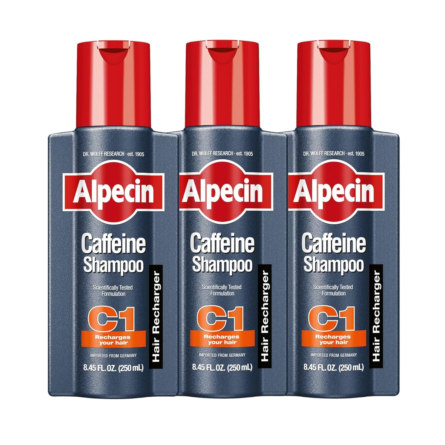 Alpecin C1 Caffeine Shampoo 8.45 fl Oz (Pack of 3) I Hair Performance Enhancer I Promotes Natural Hair Growth and Thickness I Energizes Scalp