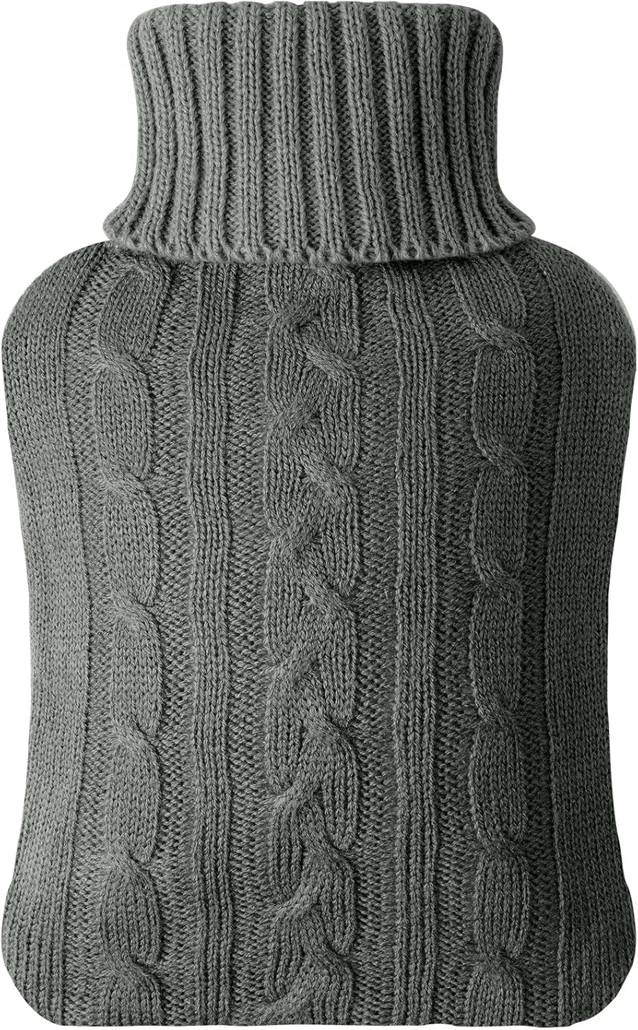 Vicloon Hot Water Bottle with Knitted Cover, 2L Hot Water Bottle for Hot and Cold Compress, Hand & Feet Warmer, Muscle Pain Relief, Hot Water Bag for Great Gift, Safe and Durable (Dark Grey)
