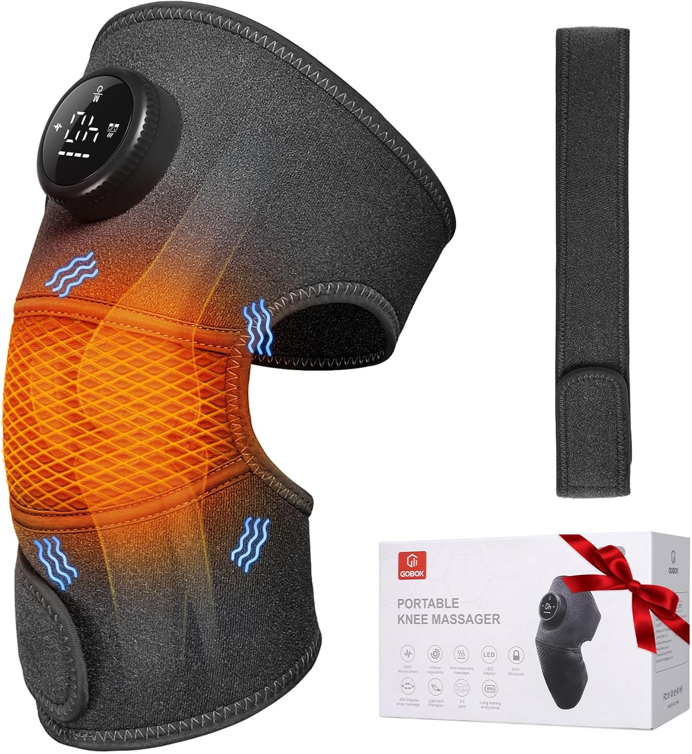 8 Modes & 20 Intensities Cordless Knee Massager with Heat [2025 Upgraded] FSA HSA Eligible,Knee Brace for Arthritis Pain Relief,Muscle Relaxation,Heating Pad for Knee Shoulder Elbow,Gifts Ideas(Gray