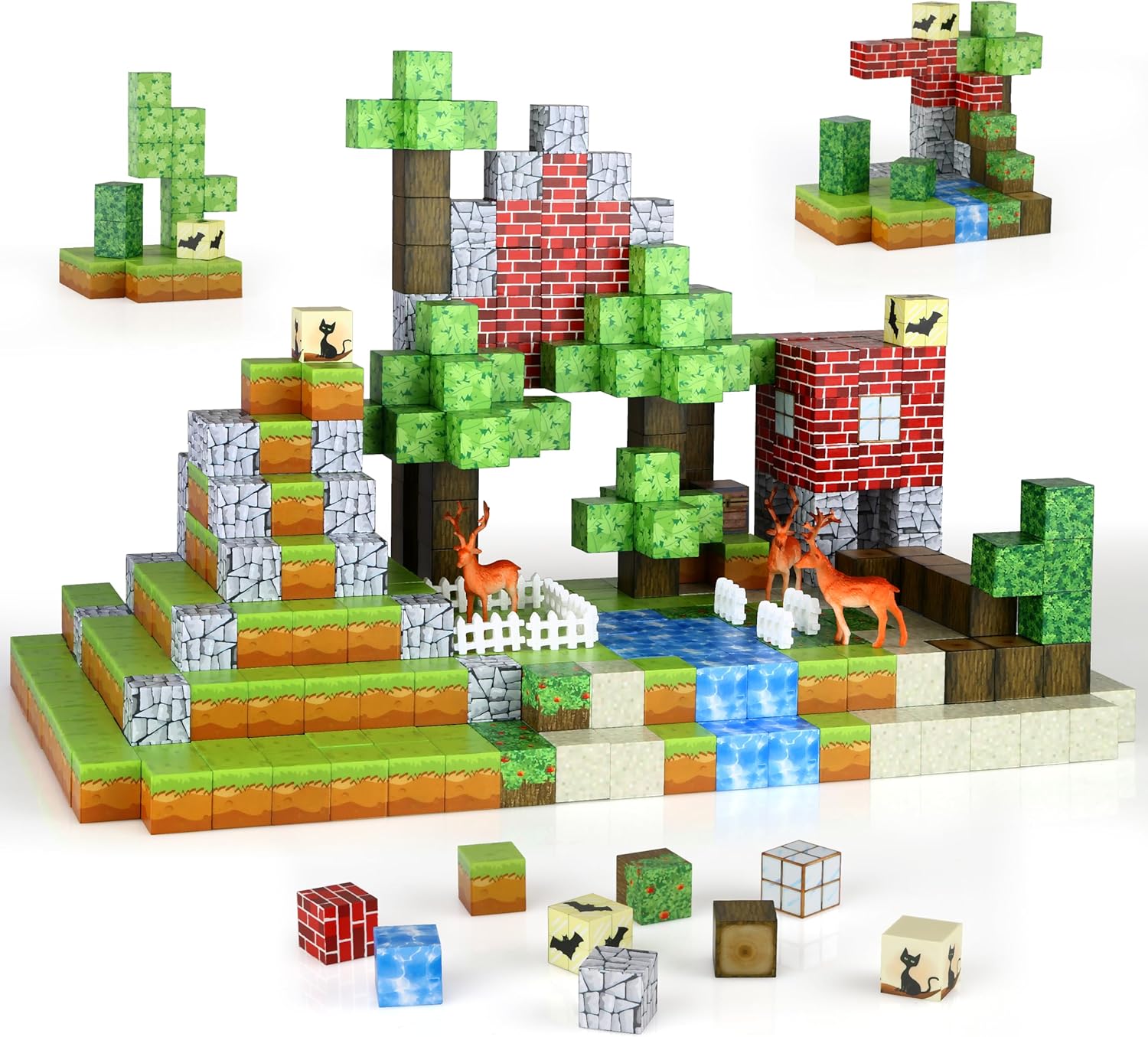 Magnetic Blocks 100PCS - STEM Building Toys for Kids Ages 3+, Sensory Montessori Educational Construction Cubes - Christmas Birthday Gifts for Toddler Boys & Girls (Farm)