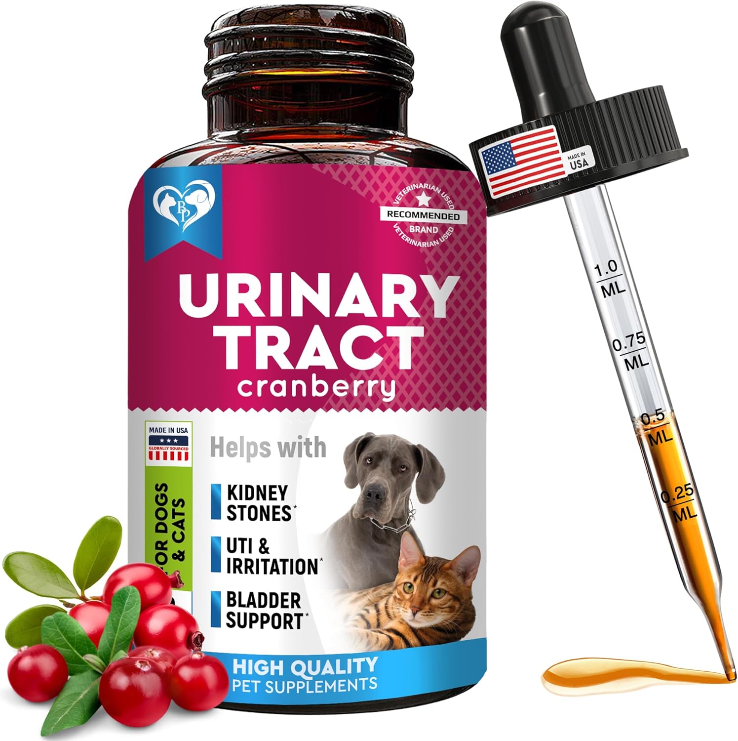 Beloved Pets Cat & Dog Urinary Tract Infection Treatment & Natural UTI Medicine Cranberry-Kidney+Bladder Support Supplement - Best Prevention Incontinence, Bladder Stones