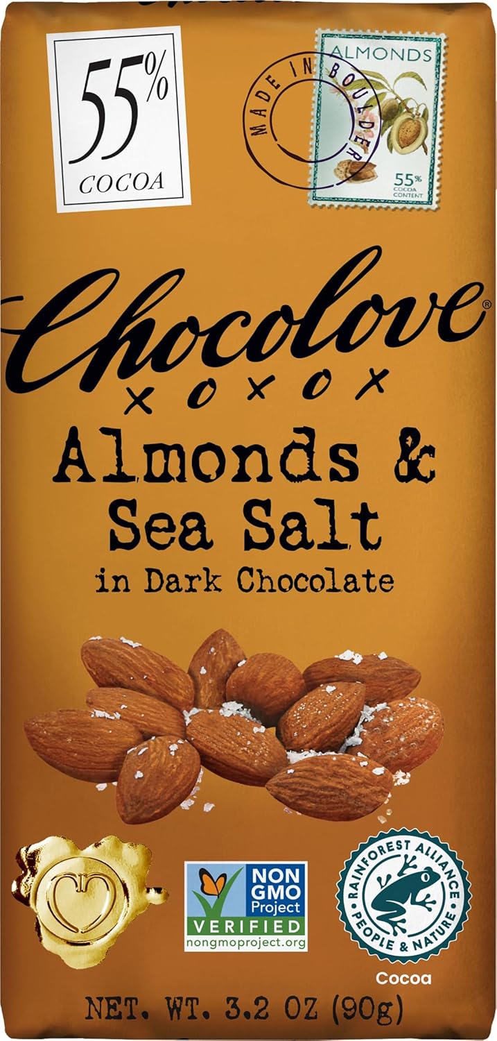 Chocolove, Almonds & Sea Salt in Dark Chocolate, 3.2 oz (90 g)
