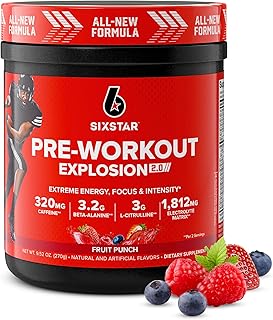Six Star Pre-Workout Powder for Men & Women, Fruit Punch (30 Servings) - Preworkout Explosion 2.0 Energy Powder Drink Mix with Beta-Alanine & Caffeine - Sports Nutrition Supplement Products