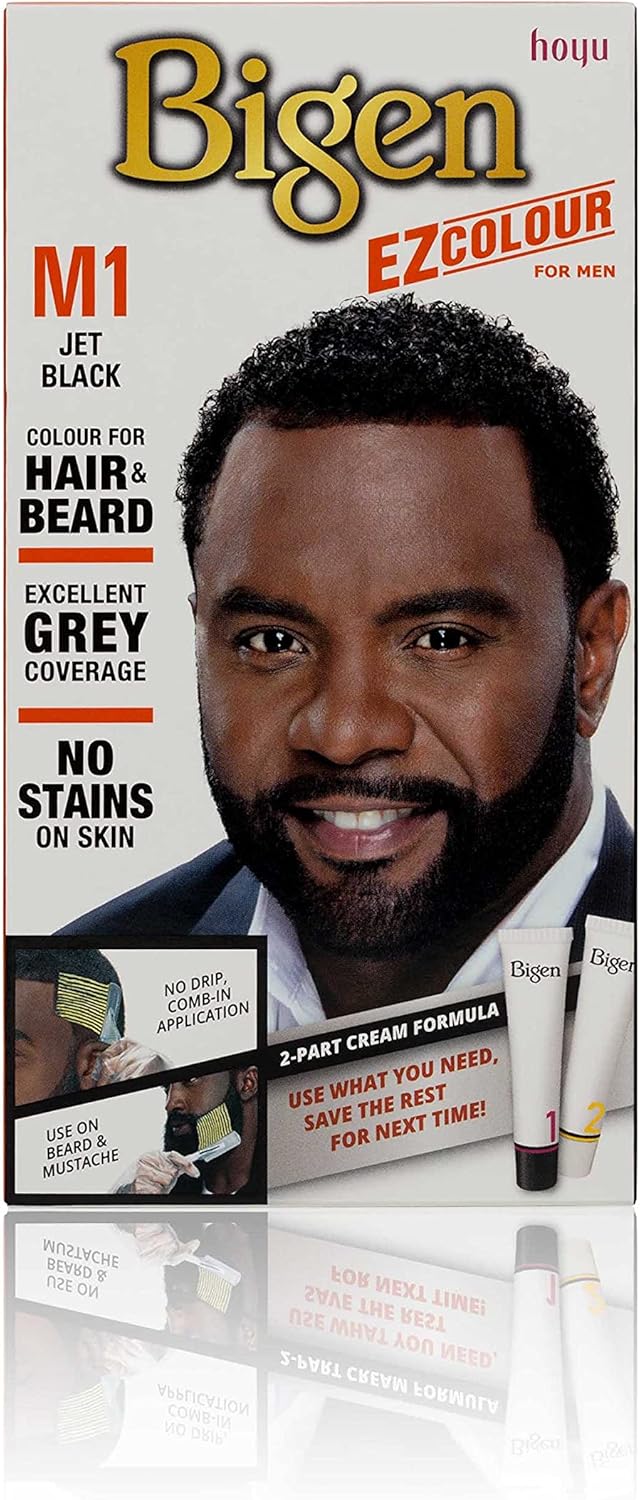 Bigen EZ Colour for Men, Permanent Colour for Hair and Beard, M1 - Jet Black