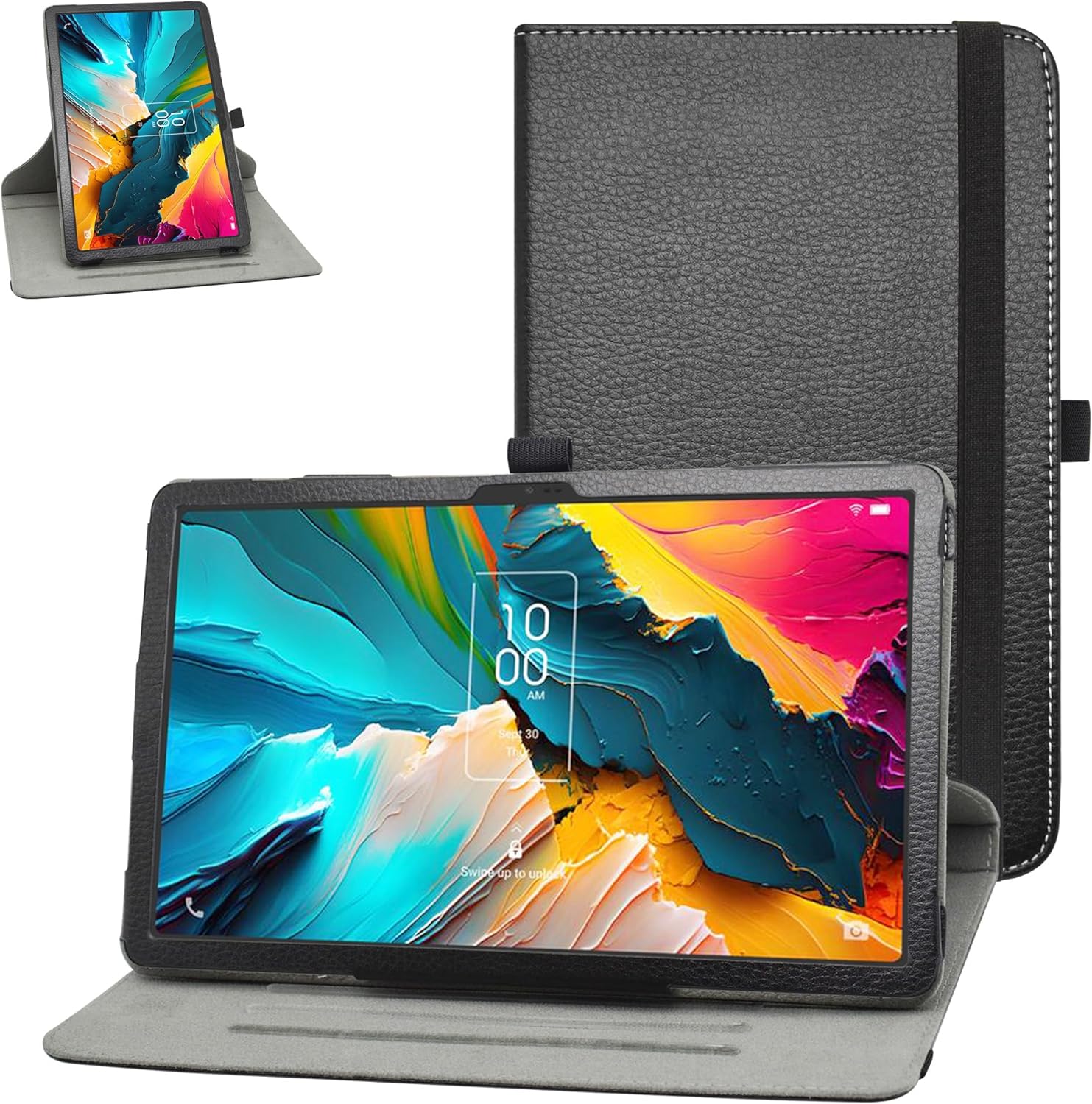 MAMA MOUTH for TCL NXTPAPER 11 Rotating Case,360 Degree Rotary Stand with Cute Pattern Cover for TCL NXTPAPER 11 inch Tablet 2023,Black