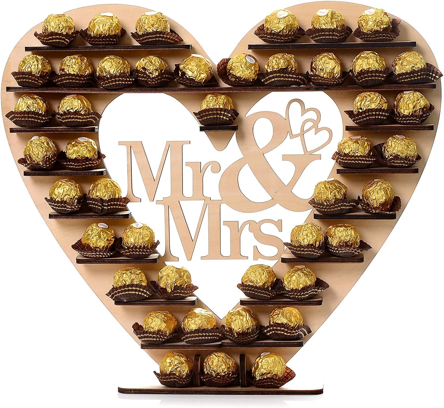 ASVP Shop ‘Mr & Mrs’ Ferrero Rocher Heart Display Stand, Centrepiece Perfect for Parties, Weddings & Candy Bar
