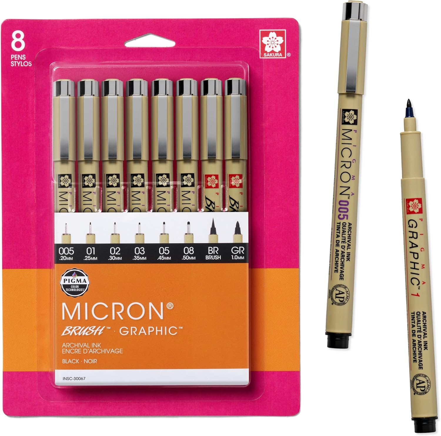 SAKURA Pigma Micron Fineliner Pens - Archival Black Ink Pens - Pens for Writing or Drawing - Holiday Gifts for Artists, Crafters & DIY Gifts Projects - Assorted Point Sizes - 8 Count