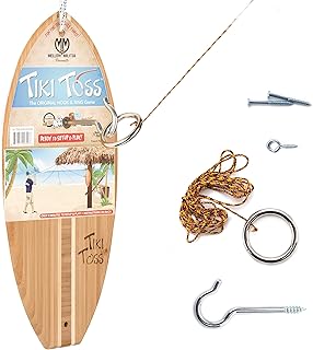 Tiki Toss Ring Toss Game for Adults & Kids - Hook and Ring Games with String and Hooks for Indoor Use, Man Cave Decor & Stuff, Gifts for Men