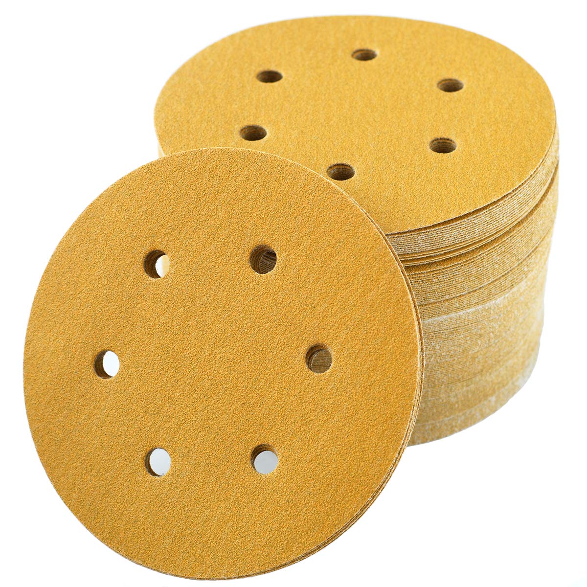 6-Inch 6-Hole Hook and Loop Sanding Discs 120-Grit, Random Orbital Sandpaper for Automotive and Woodworking, 100-Pack