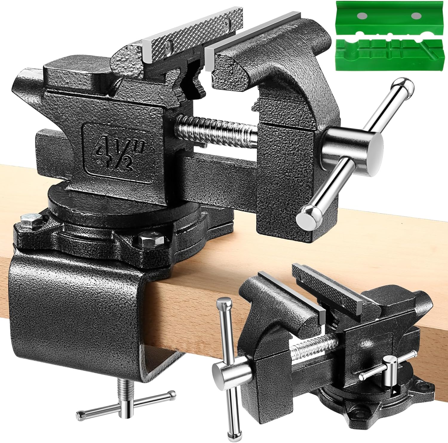 Bench Vise, 4-1/2" Table Vise For Workbench,2-in-1 Multi-Purpose Heavy Duty Bench Vice With Multifunctional Soft Jaws, 270° Swivel Base Home Vise for Woodworking,Home Workshop,Welding and DIY