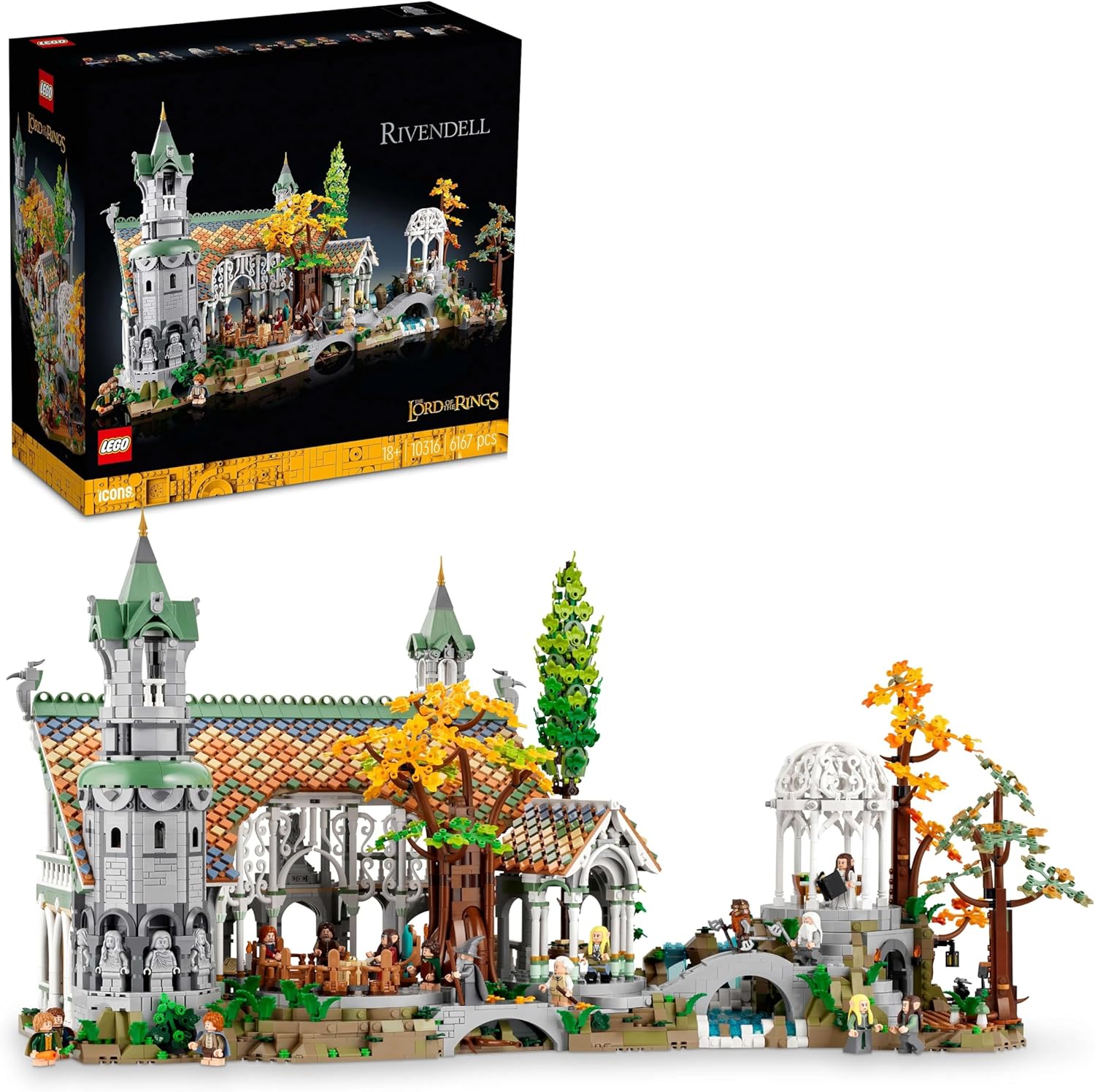 LEGO Icons The Lord of the Rings: Rivendell - Collectible LotR Display Set for Adults with 15 Unique Minifigures incl. Gandalf, Legolas, Aragorn & Frodo - 10316