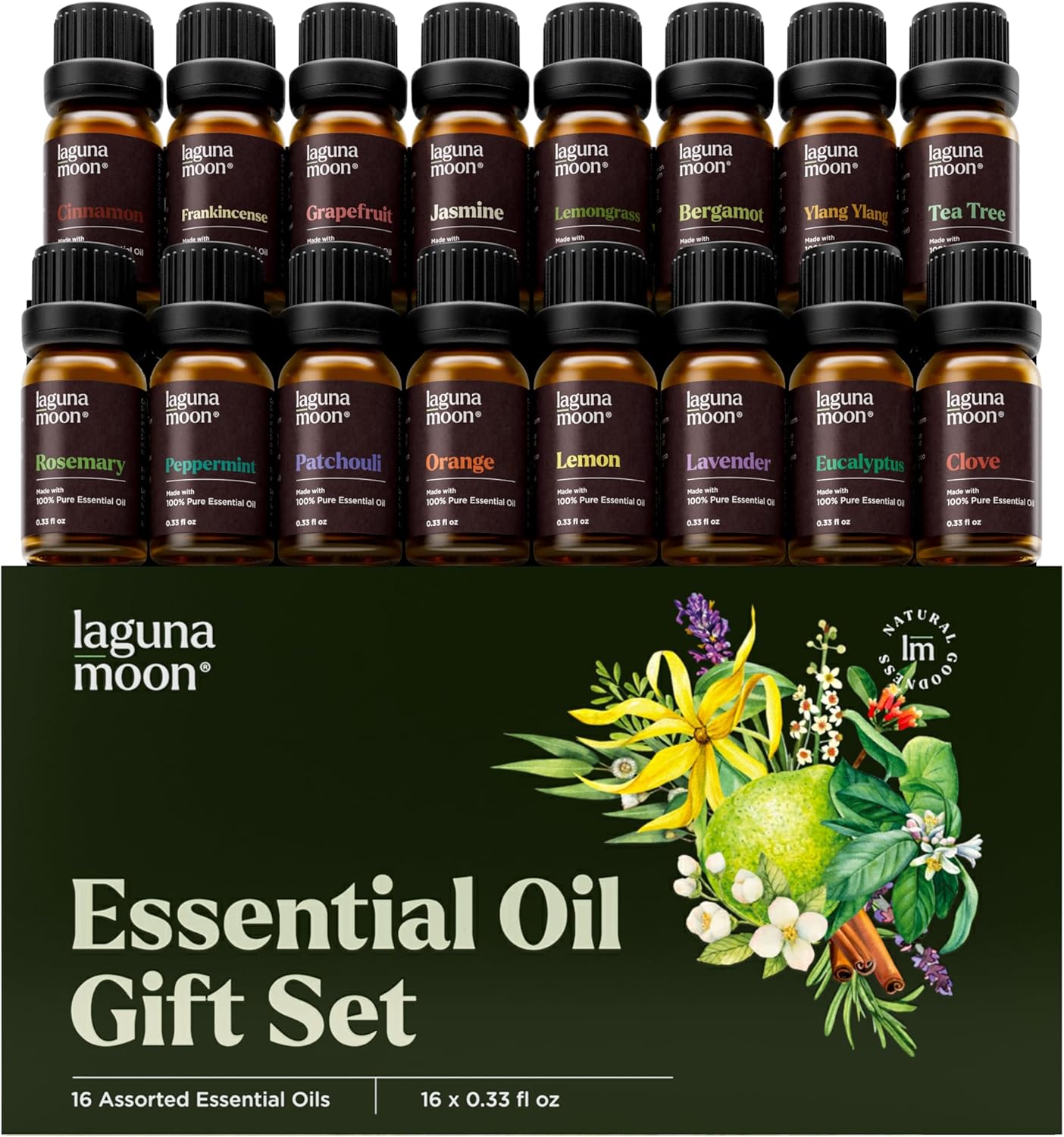 Essential Oils Set - 16 Pcs Premium Grade Home Essentials Oils - for Diffusers, Fragrance, Scents for Candle Making, Soap, Slime - Natural Aromatherapy Oils for Skin & Hair - Home, Office, Car