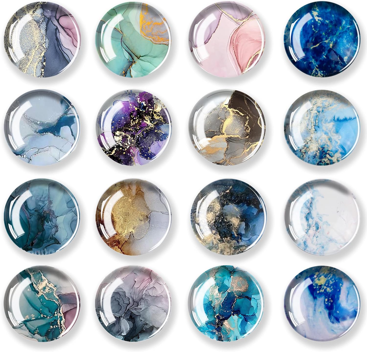 JJ PRIME - 16 Pcs Fridge Magnets | Round Fridge Magnet | Mini Fridge Accessories | Craft Magnets | Small Magnets for Whiteboard, Office. Kitchen and School (Marbles Design B)