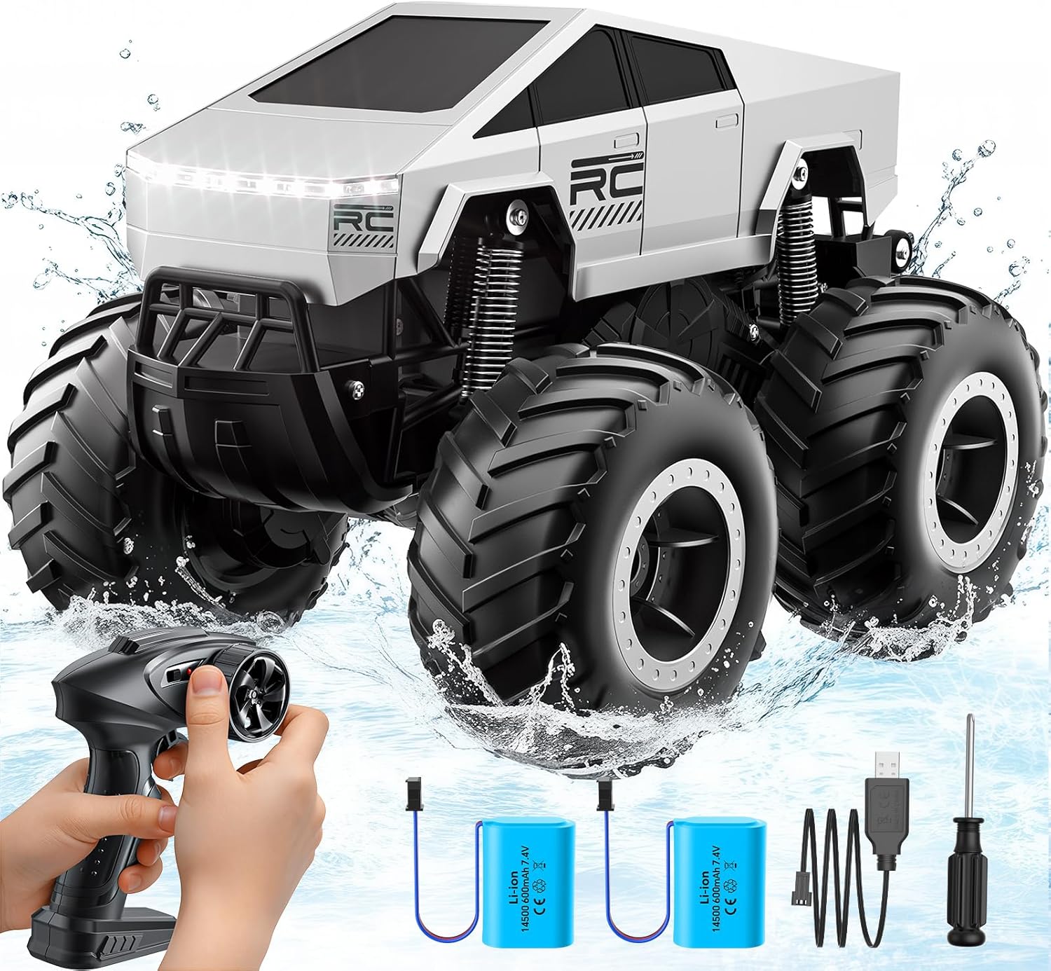Remote Control Car Off-Road Pick-up Truck, 4WD Waterproof RC Trucks Toy RC Cars for All Terrain, 1:16 Scale Hobby Monster Truck Toys 2.4GHz Vehicles Kids Gifts for Boys/Girls Age 6 7 8 9 10-12+