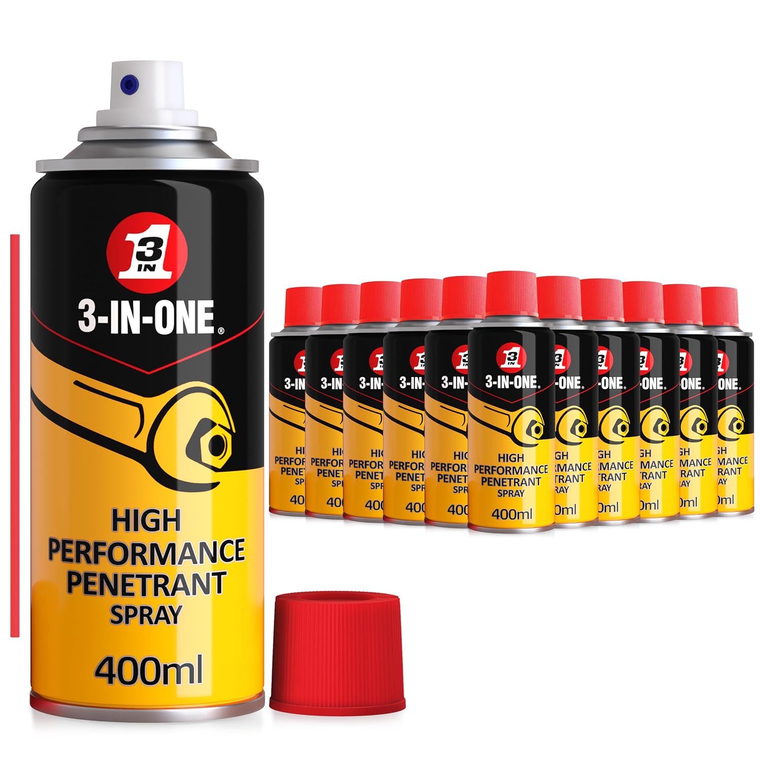 3-IN-ONE High Performance Penetrant Spray, Rust Remover, 400ml (Pack of 12)