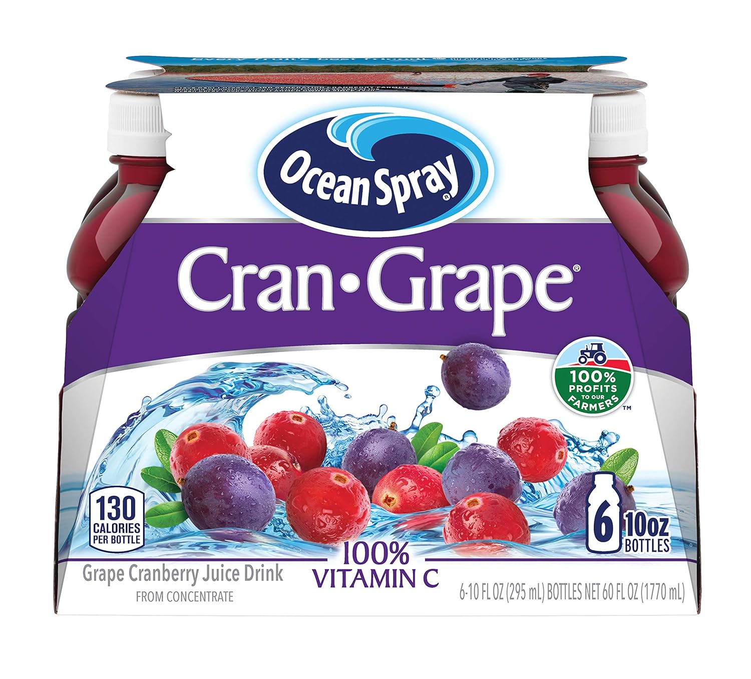 Ocean Spray Juice Drink, Cran-Grape, 10 Ounce Bottle (Pack of 6)