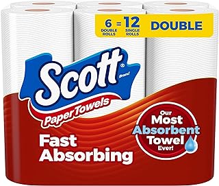 Scott Paper Towels, Choose-A-Sheet, 6 Double Rolls = 12 Regular Rolls (100 Sheets Per Roll)