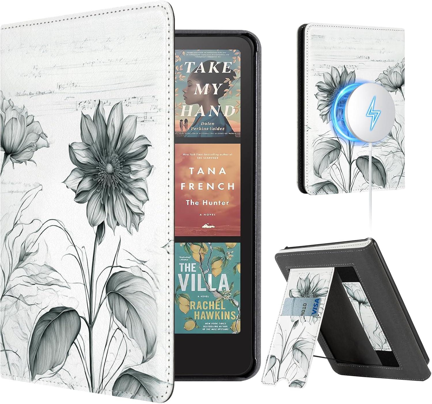 CoBak Stand Case for 7" Kindle Paperwhite 12th Gen 2024 and Kindle Colorsoft with Hand Strap - Compatible with iPhone MagSafe, for Samsung/Belkin/Anker Wireless Charging Pads, Durable, Auto Sleep Wake