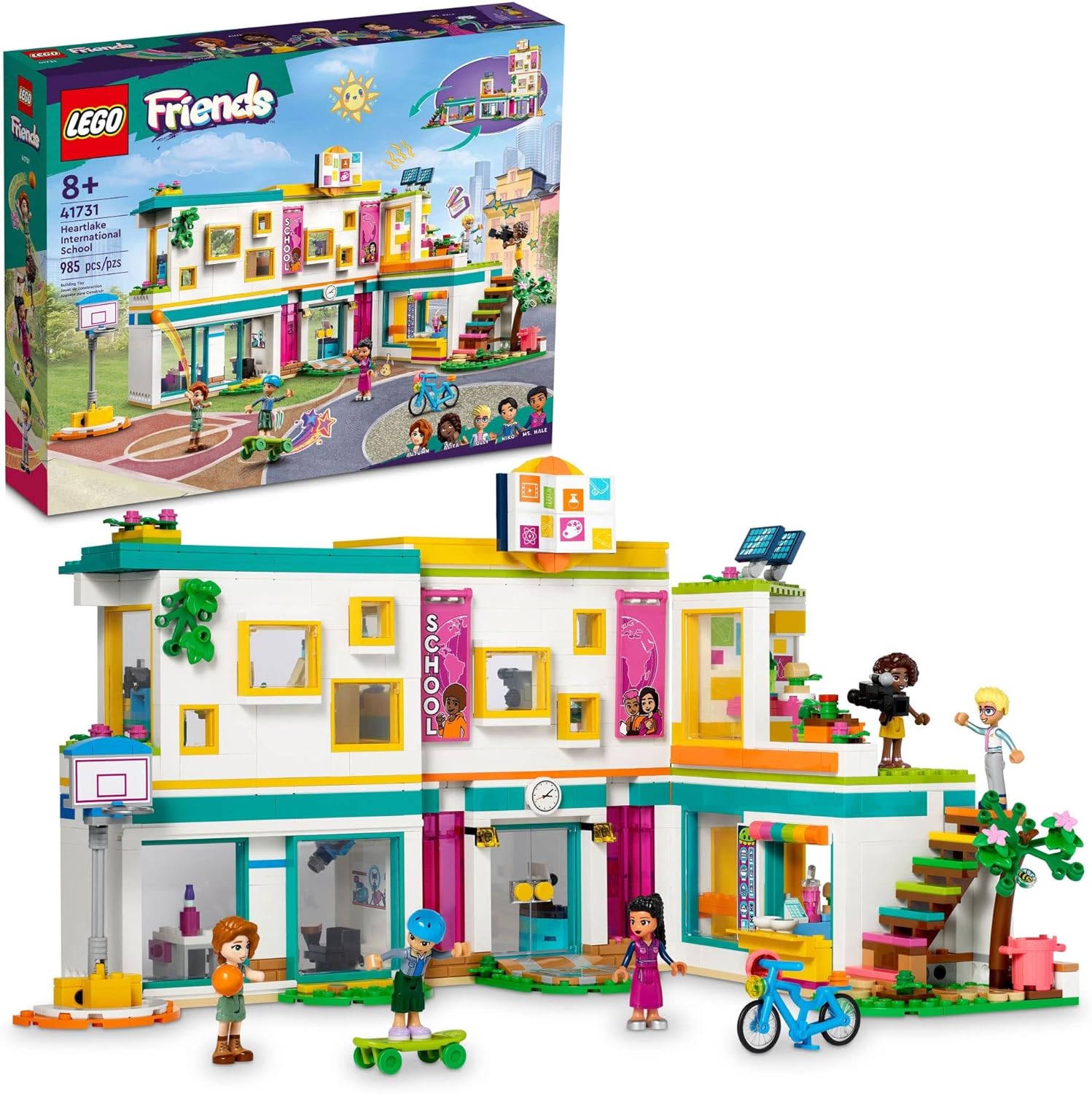 LEGO Friends Heartlake International School Playset, Building Toy for Girls Boys with 5 2023 Character Mini-Dolls & Accessories, Pretend Play School Classroom Building Kit, Birthday Gift Idea, 41731