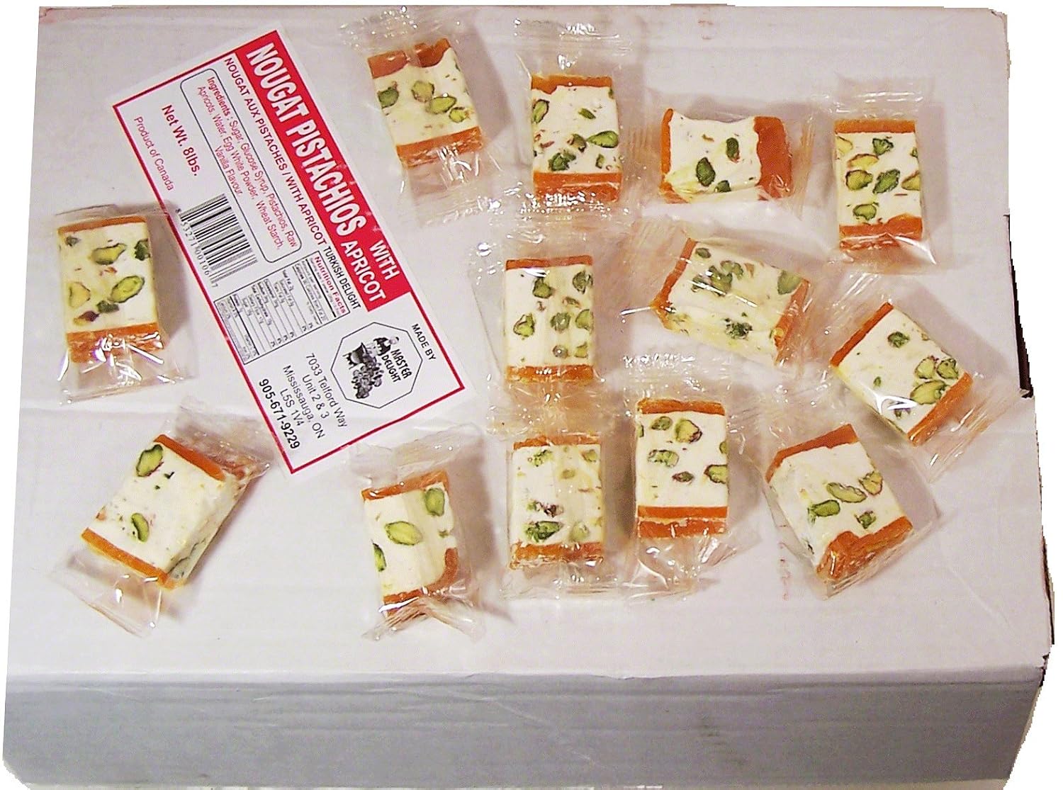 Master Delight nougat pistachios with apricot, turkish delight, individually wrapped in 8-lb. box