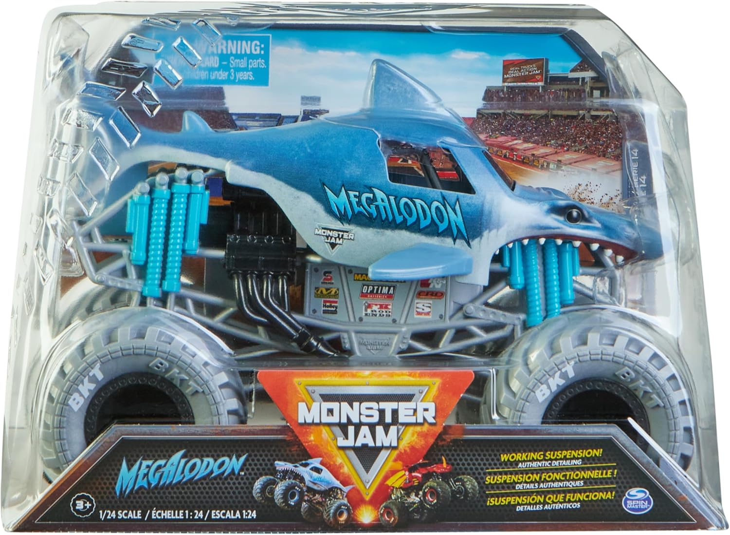 Monster Jam, Official Megalodon Monster Truck, Collector Die-Cast Vehicle, 1:24 Scale, Kids Toys for Boys Ages 3 and up
