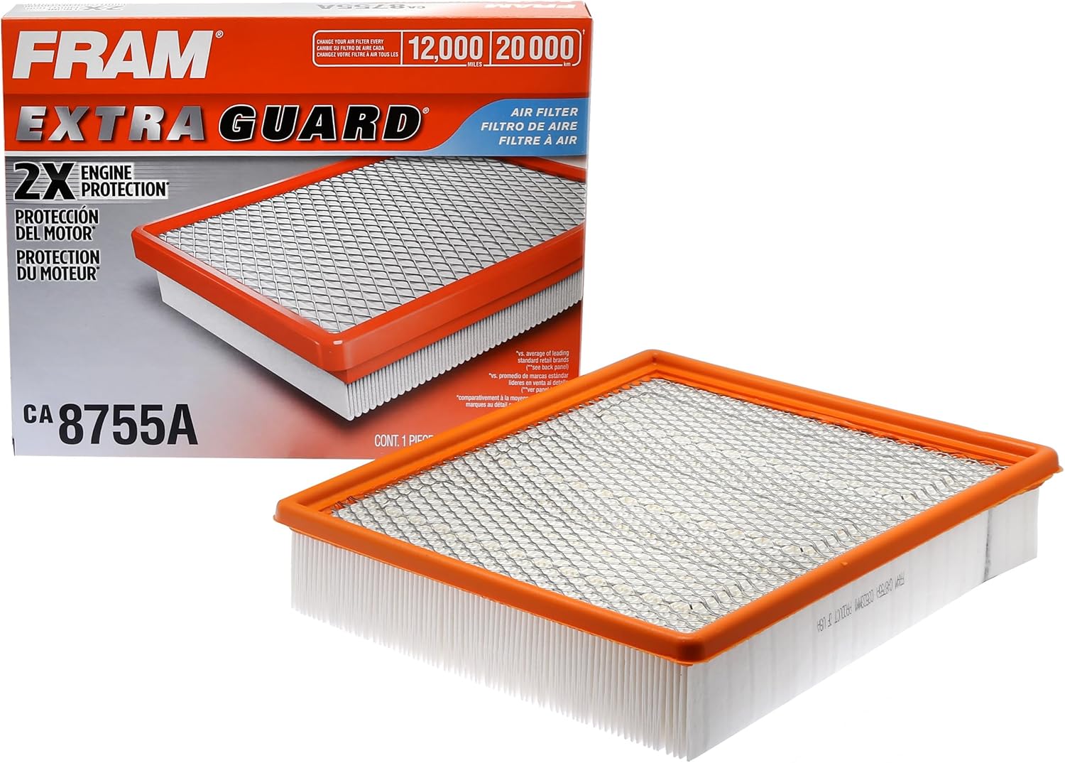 FRAM Extra Guard CA8755A Replacement Engine Air Filter for Select Cadillac, Chevrolet, and GMC Models, Provides Up to 12 Months or 12,000 Miles Filter Protection