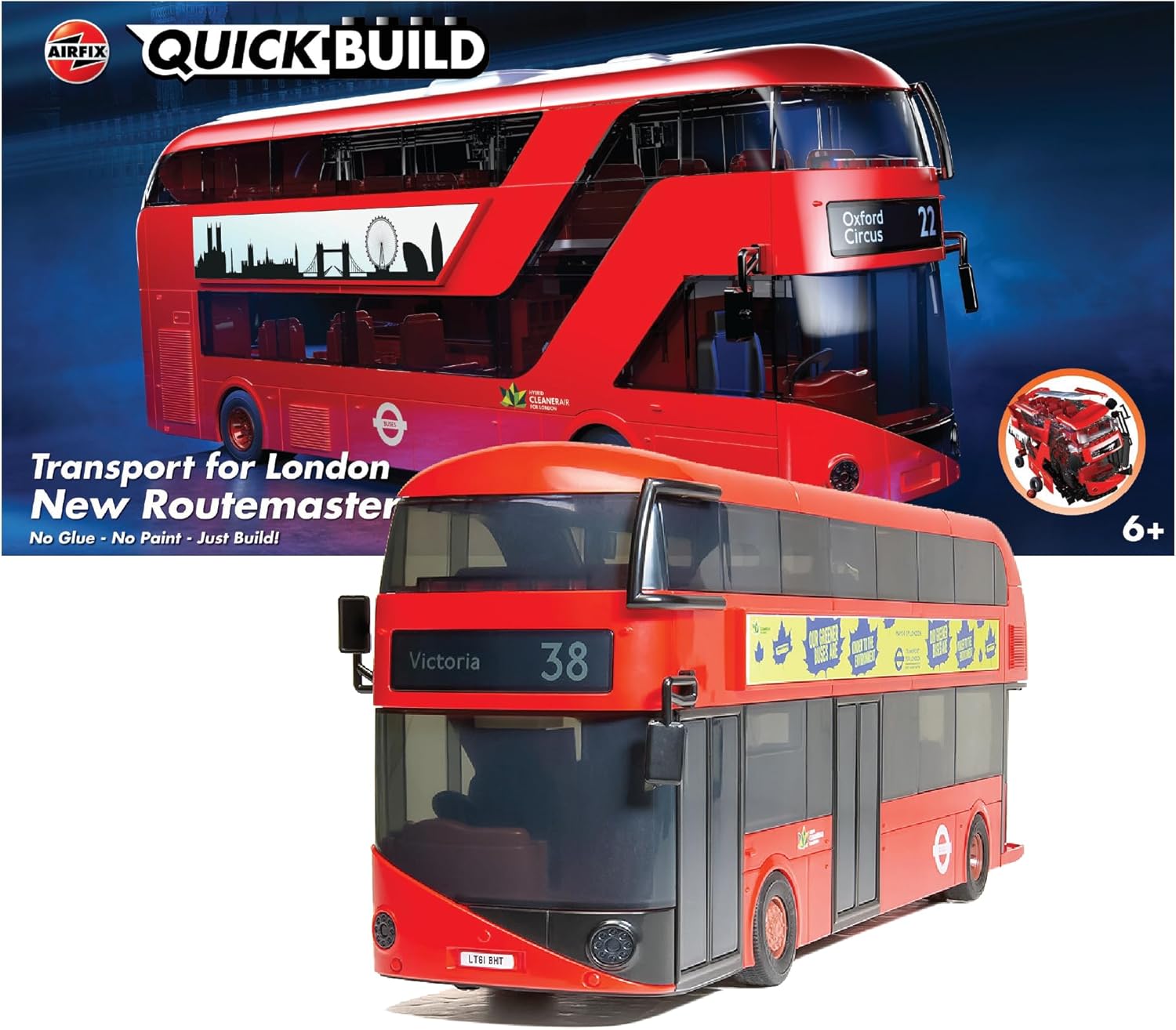 Airfix QUICKBUILD Model Vehicle Kit - Routmaster Bus Building Kit for Kids 6+, Construction Toys for Boys & Girls, No Glue Model Making - Classic Vehicle Gifts Plastic Model Kits