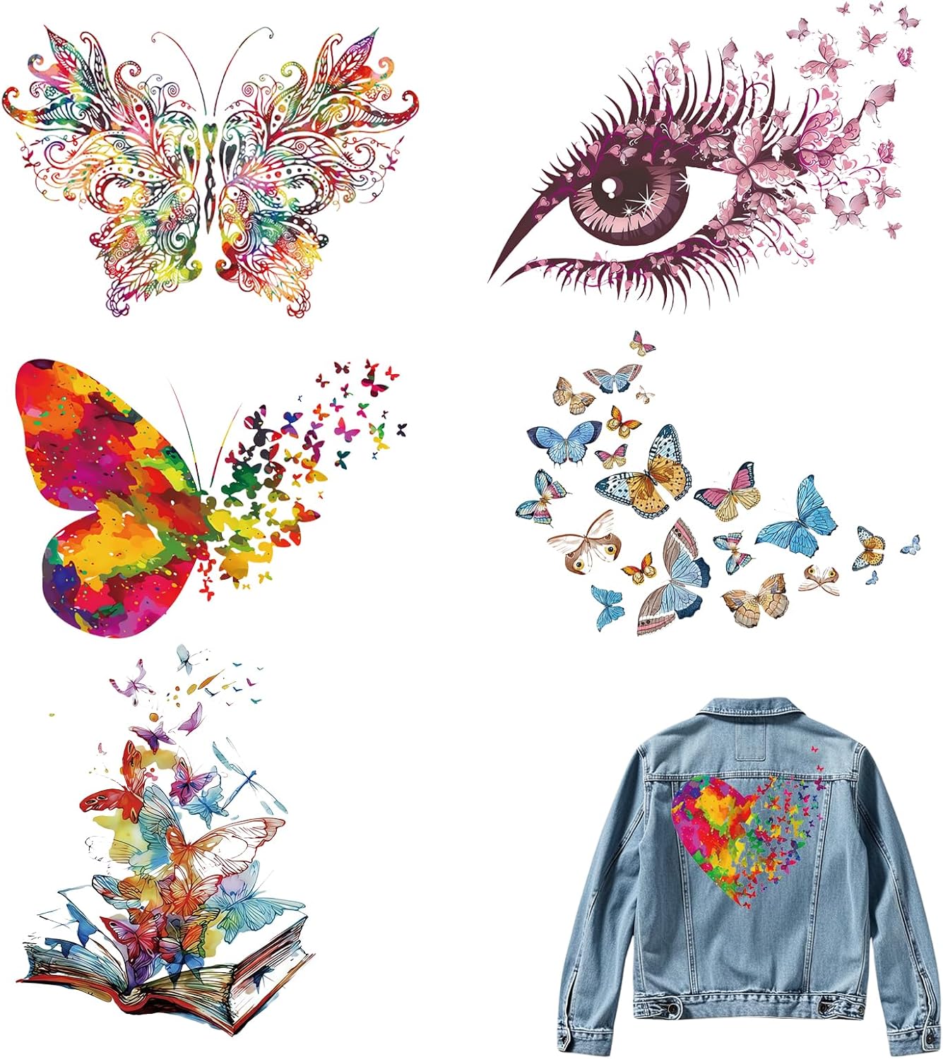 6 PCS Iron on Transfers for T Shirts, Heat Transfer Patches for Clothing Bags, DIY Applique Stickers for Families Clothing Hat