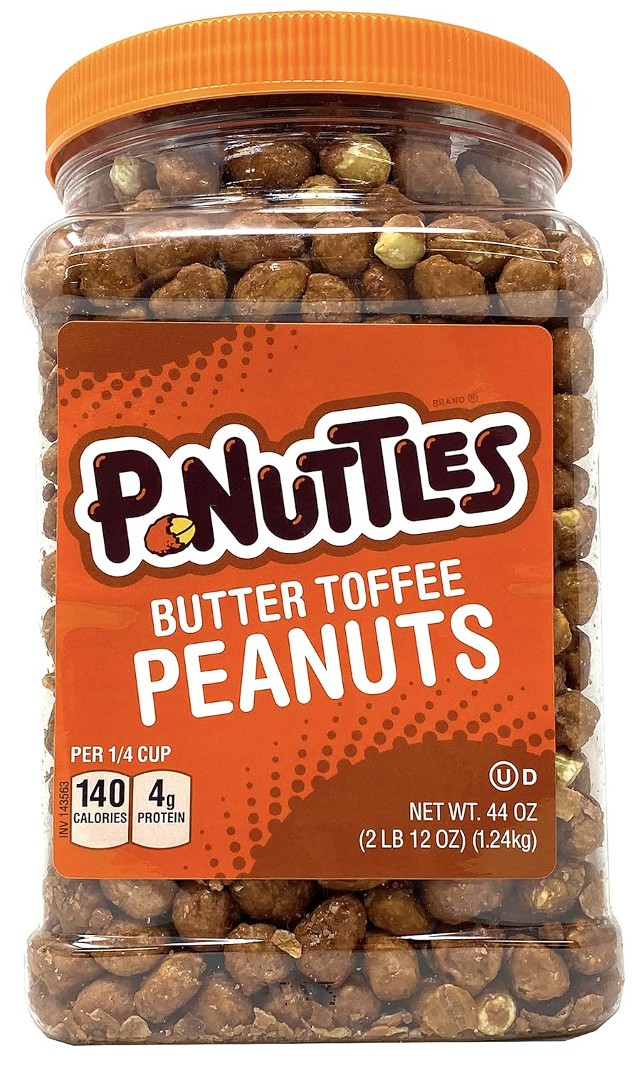 P-Nuttles Butter Toffee Covered Peanuts,Sweet Salty Snack, Toffee Peanuts,Toffee Nuts, 44 Ounce Jar Made in the USA, Kosher, Peanuts Sweet, Party Snack, Crunchy Nut Snack, Sweet Snack