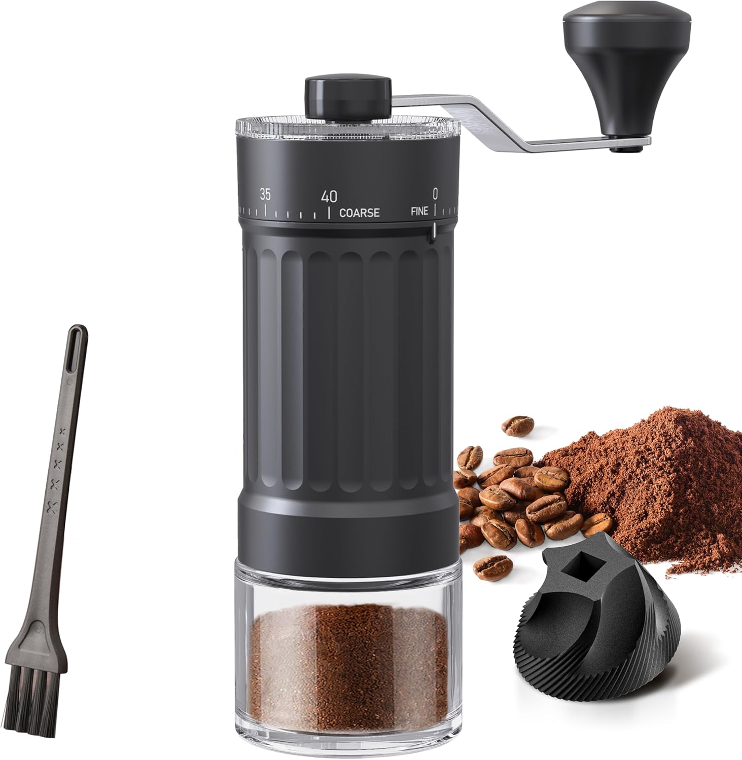 Olkezz® External Adjustable Manual Coffee Grinder, with High Precision Ceramic Contemporary Conical Burr, 40-Grade Adjustable Settings, for Aeropress, Espresso, Pour Over, French Press, Moka pots.
