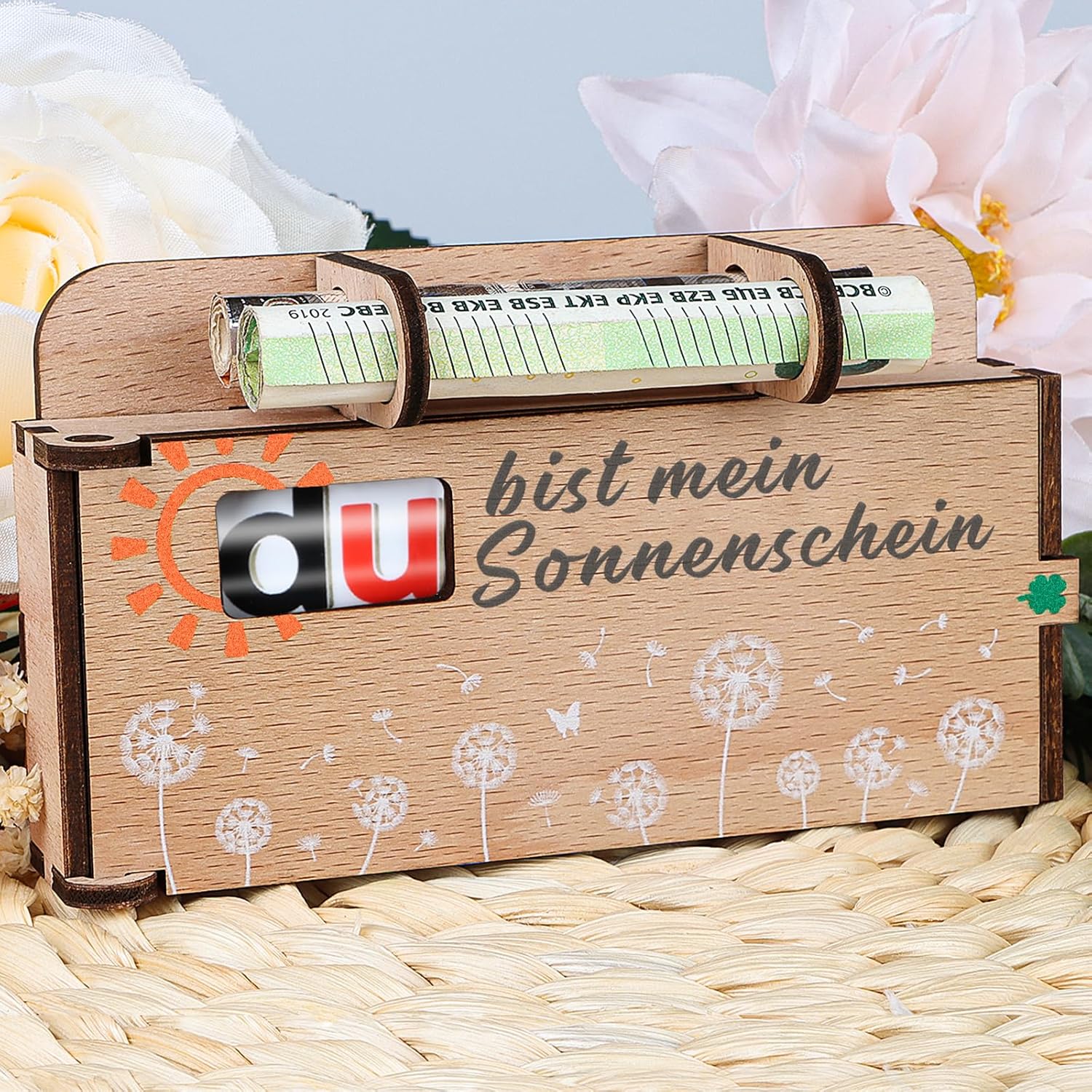 Du bist Mein Sonnenschein, Duplo Chocolate Bars Gift Box, Decoration, Wish Filler, Money Gift for Women, Men, Best Friend, Couple, Money Gift, Birthday, Wood, No Duplo